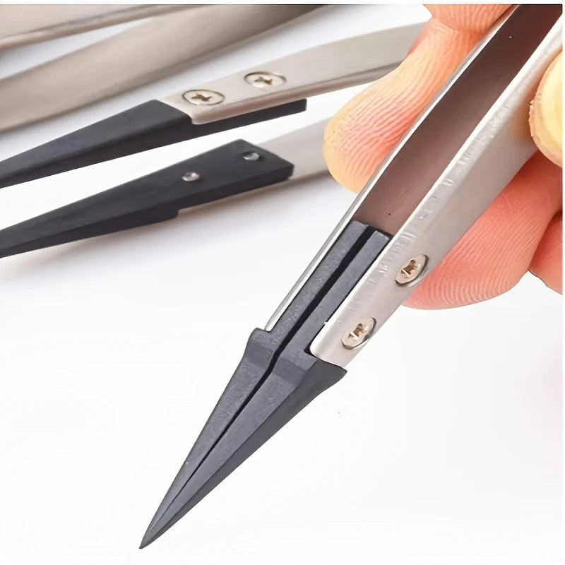 ESD anti-static precision tweezers - anti-static tips, heavy-duty metal,suitable for electronics,Electronics & Jewelry Repair