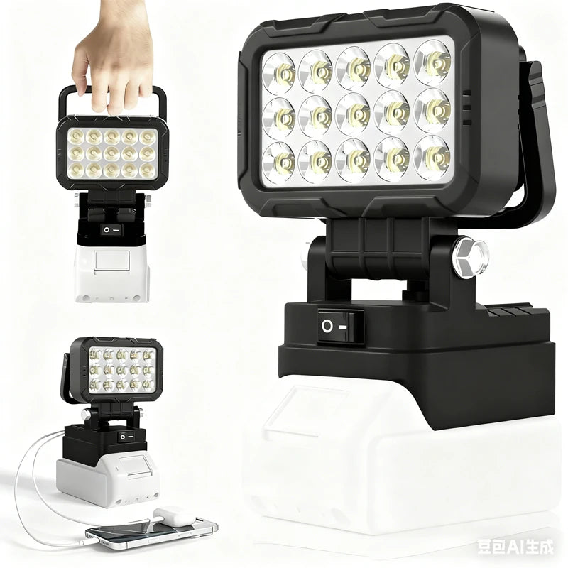Cordless LED Work Light with USB Port, 3- to 8-Inch Options