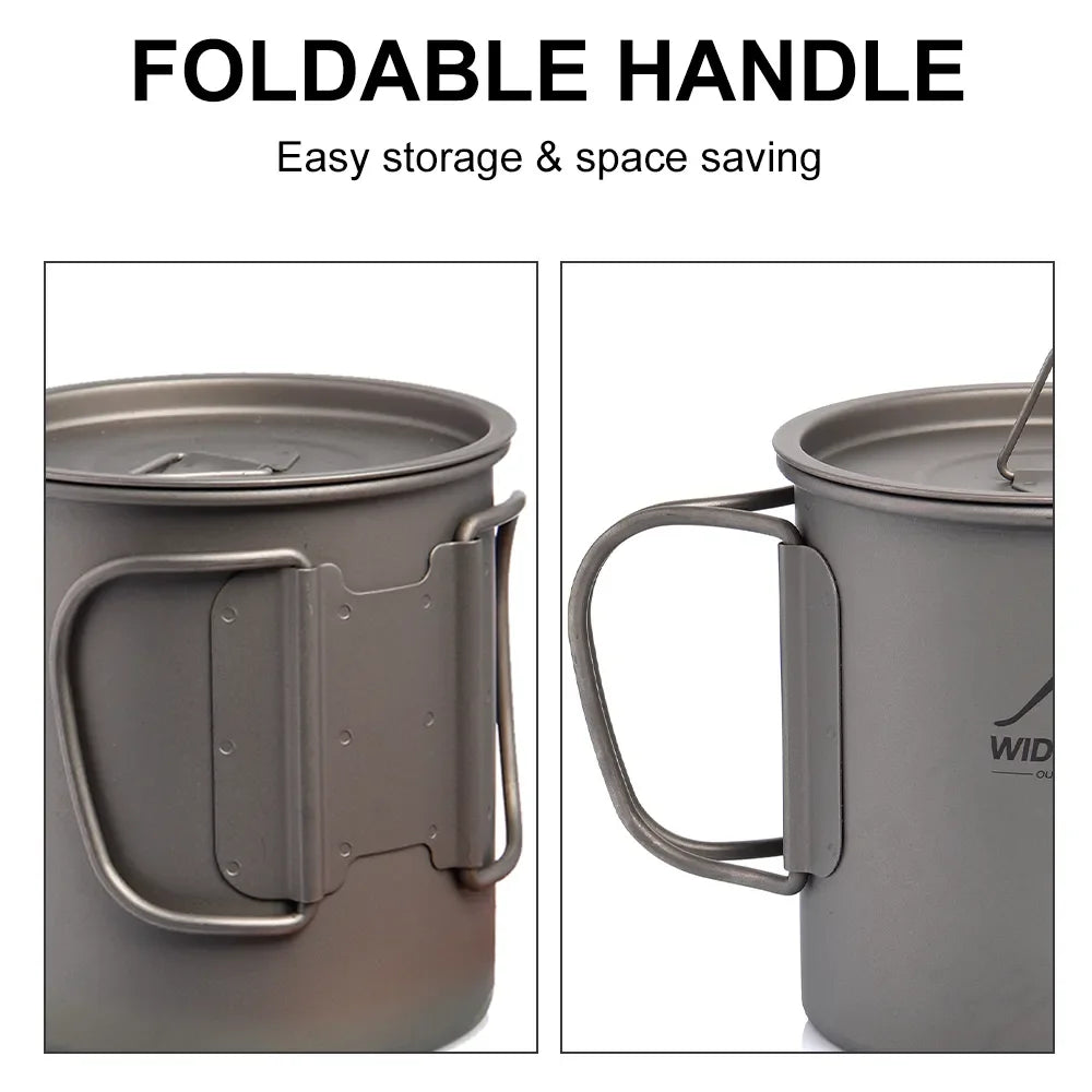 Titanium Cup with Lid Foldable Camping Coffee Mug