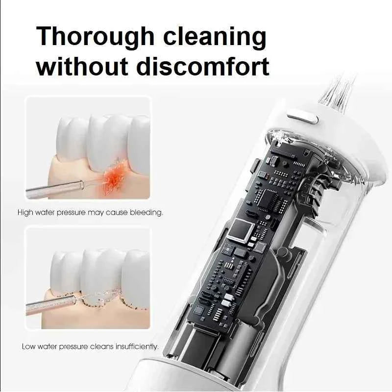 Portable Electric Oral Irrigator 200ml, Type-C Rechargeable, 3 Modes, 2 Nozzles