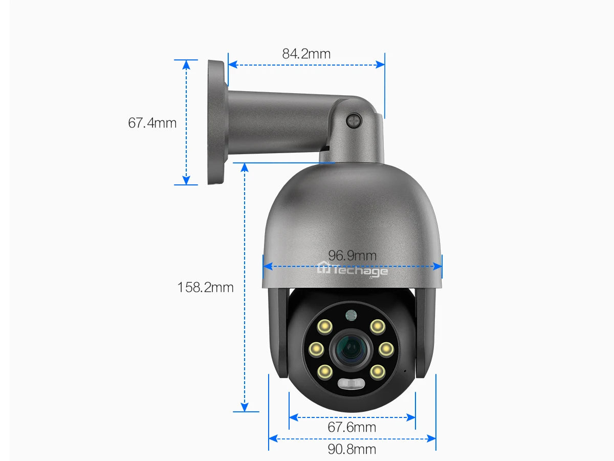 4K 8MP PTZ PoE IP Camera with AI Human Detection and Two-Way Audio