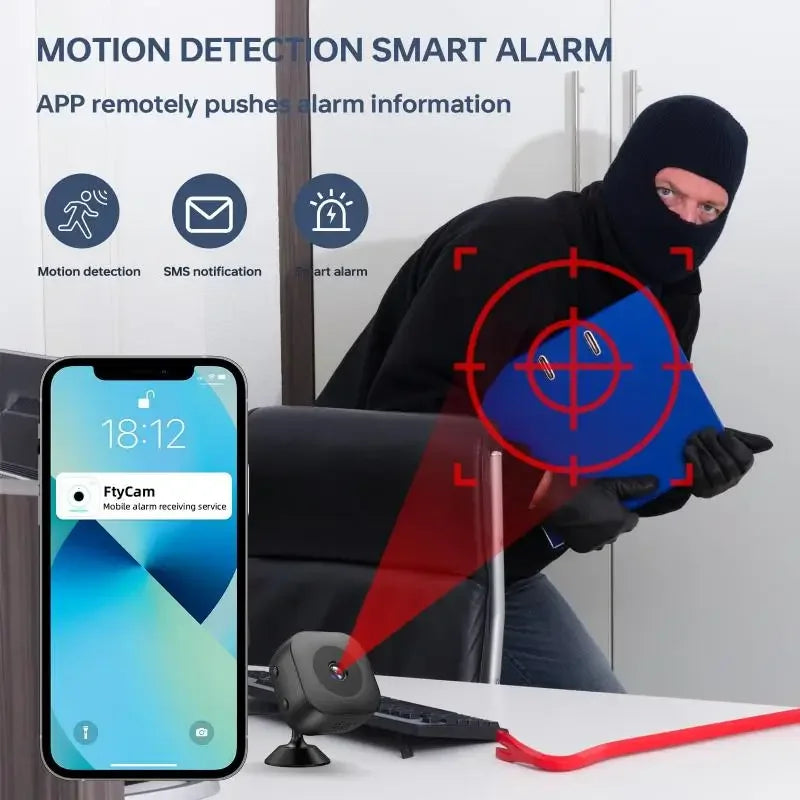 Mini WiFi biztonsági kamera mozgásérzékelővel, éjjellátóval és hanggal