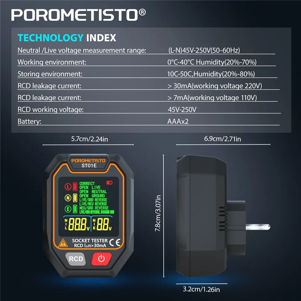 ST01 Digital Socket Tester - Plug Options