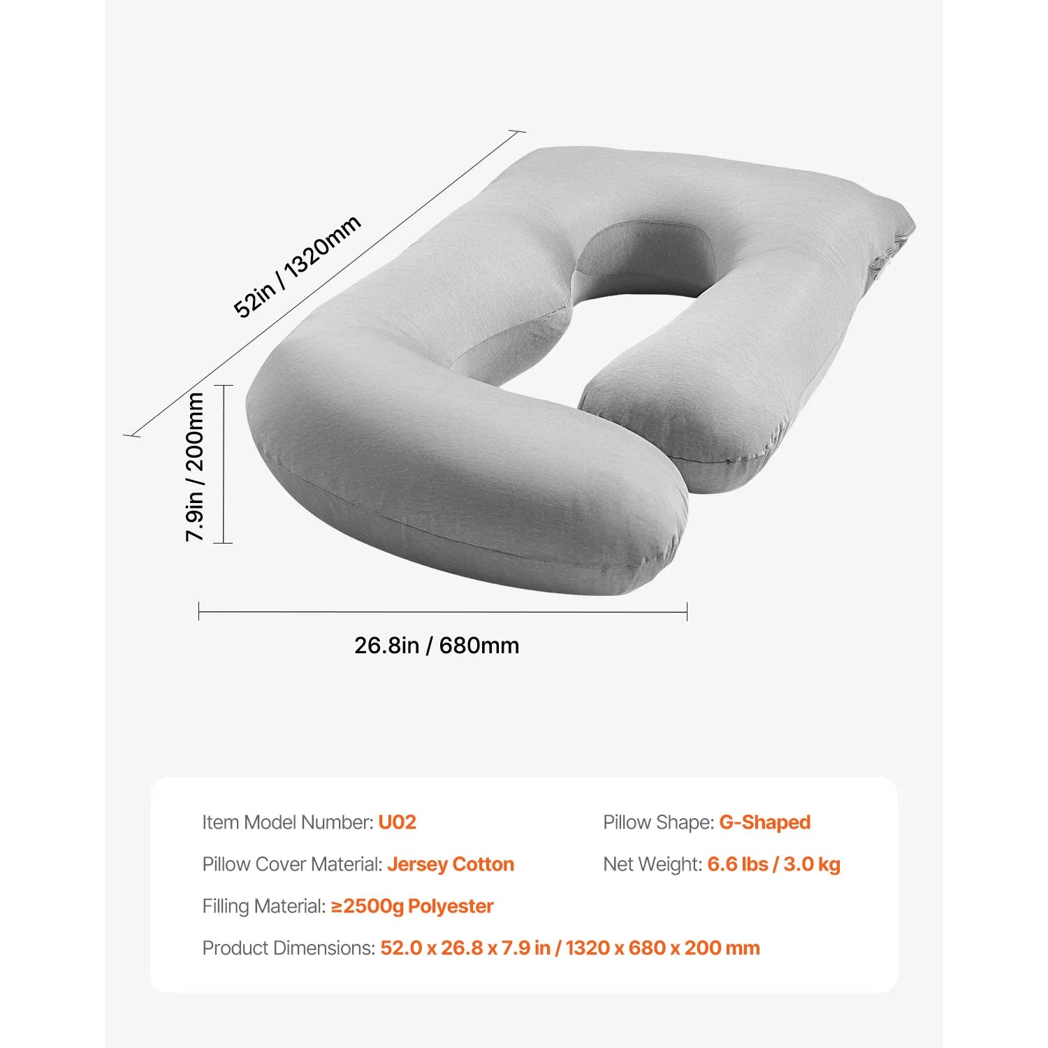 Full Body Pregnancy Pillow with Washable Cover for Better Sleep