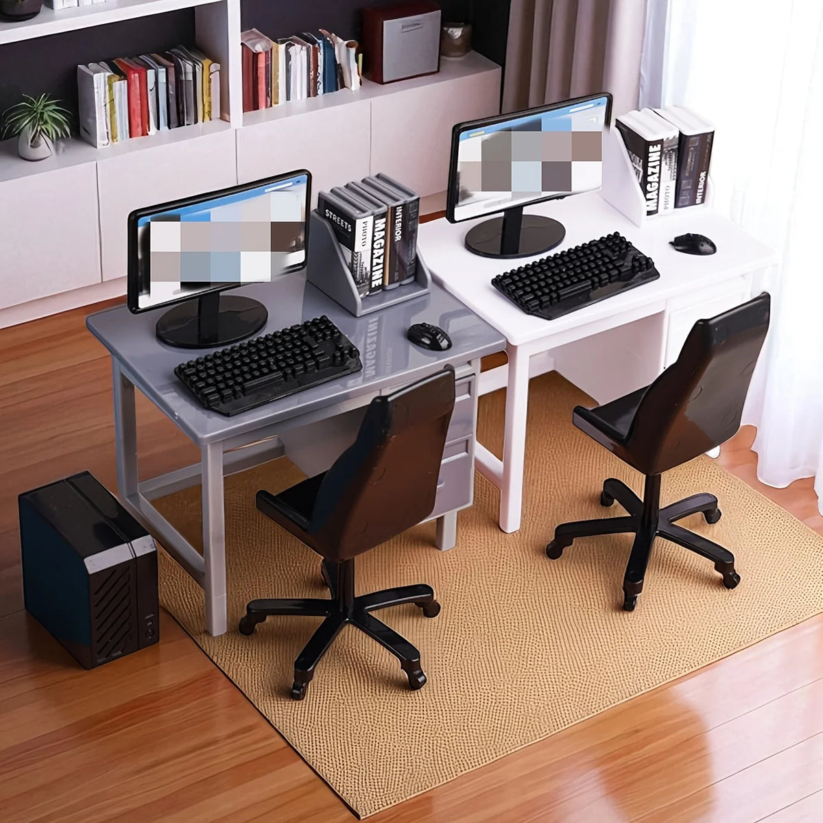 Miniature Office Desk Scene, Grey or White