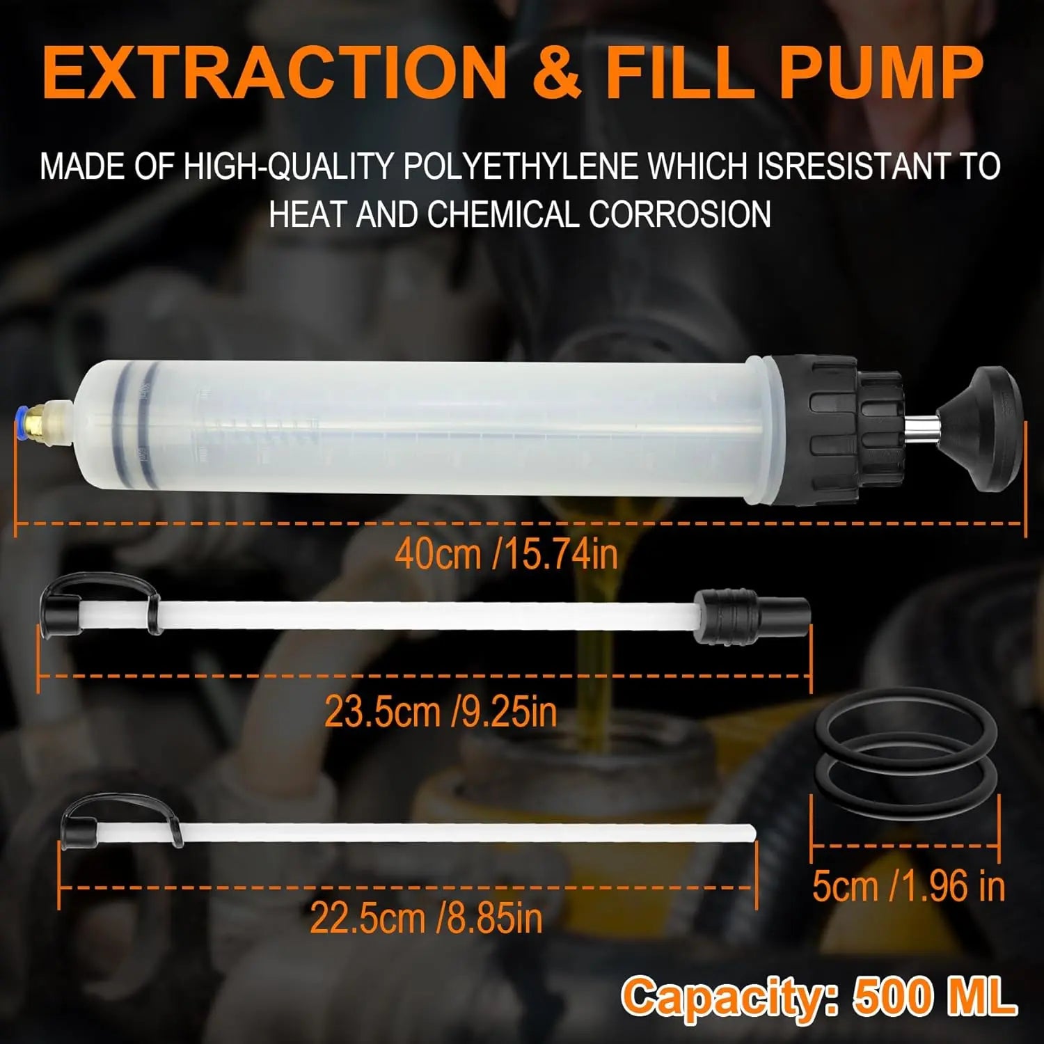 Manual Fluid Extractor Pump with Hose for Oil, Fuel & Liquid Transfer