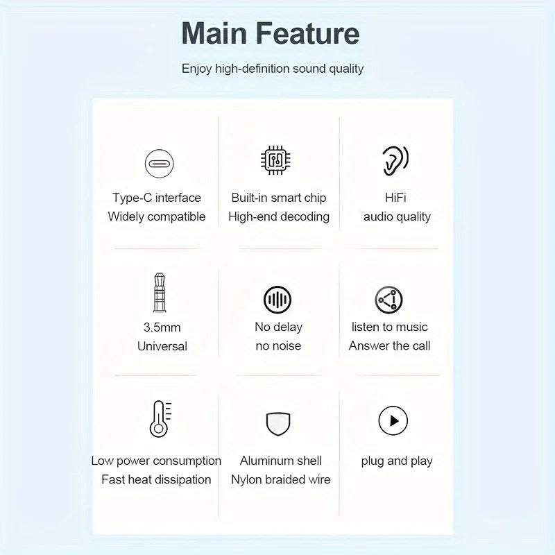 Type C to 3.5mm Headphone Adapter USB-C 3.5 Jack Audio Cable for Huawei P30 Xiaomi Samsung Oneplus Earphone Audio Adapter