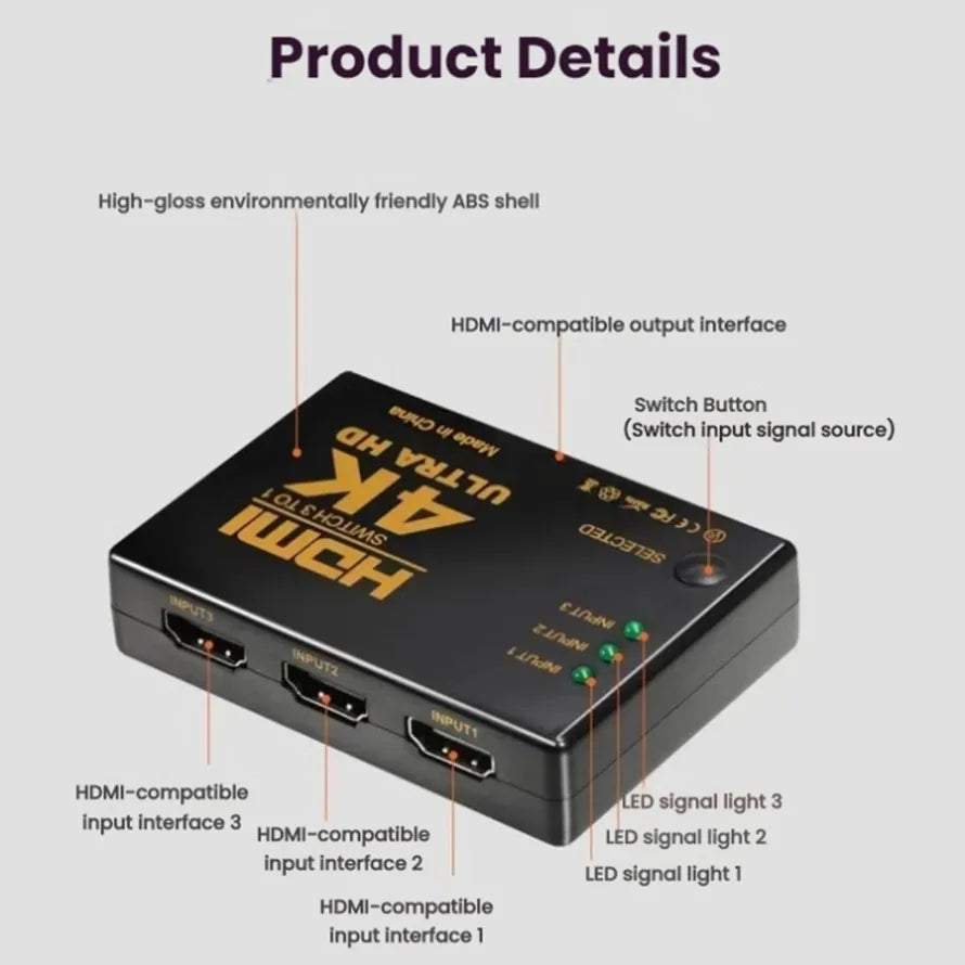 Three-Input HDMI Video Switch