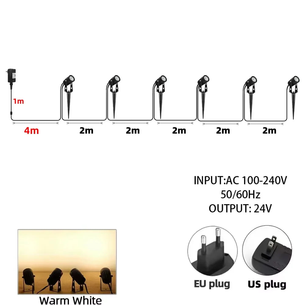 Set vrtnih reflektora s toplim bijelim LED svjetlom, 24 V