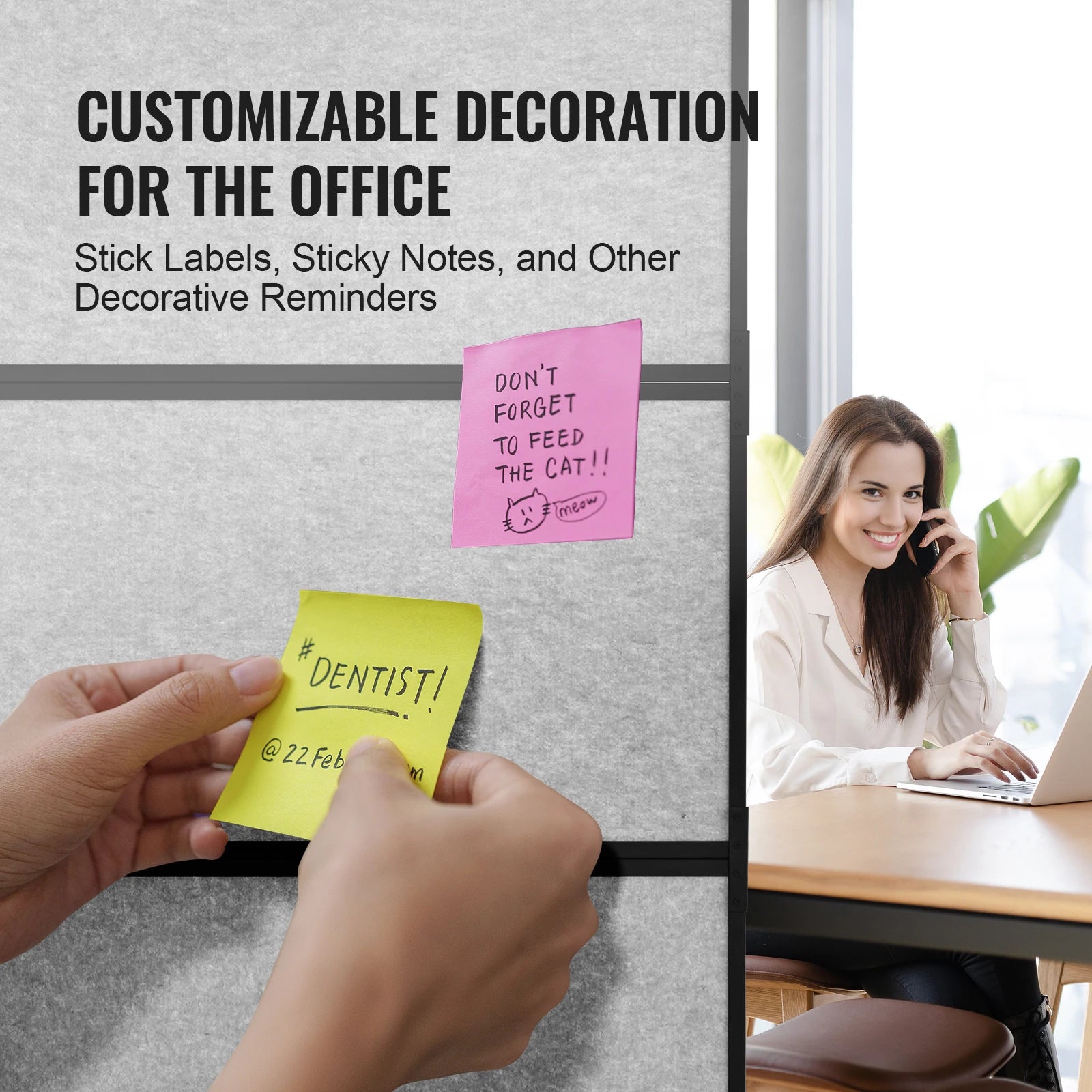 SucceBuy Office Divider 2 Panel Office Partition Freestanding Office Divider Wall Partition & Privacy Divider Reduce loud Noise
