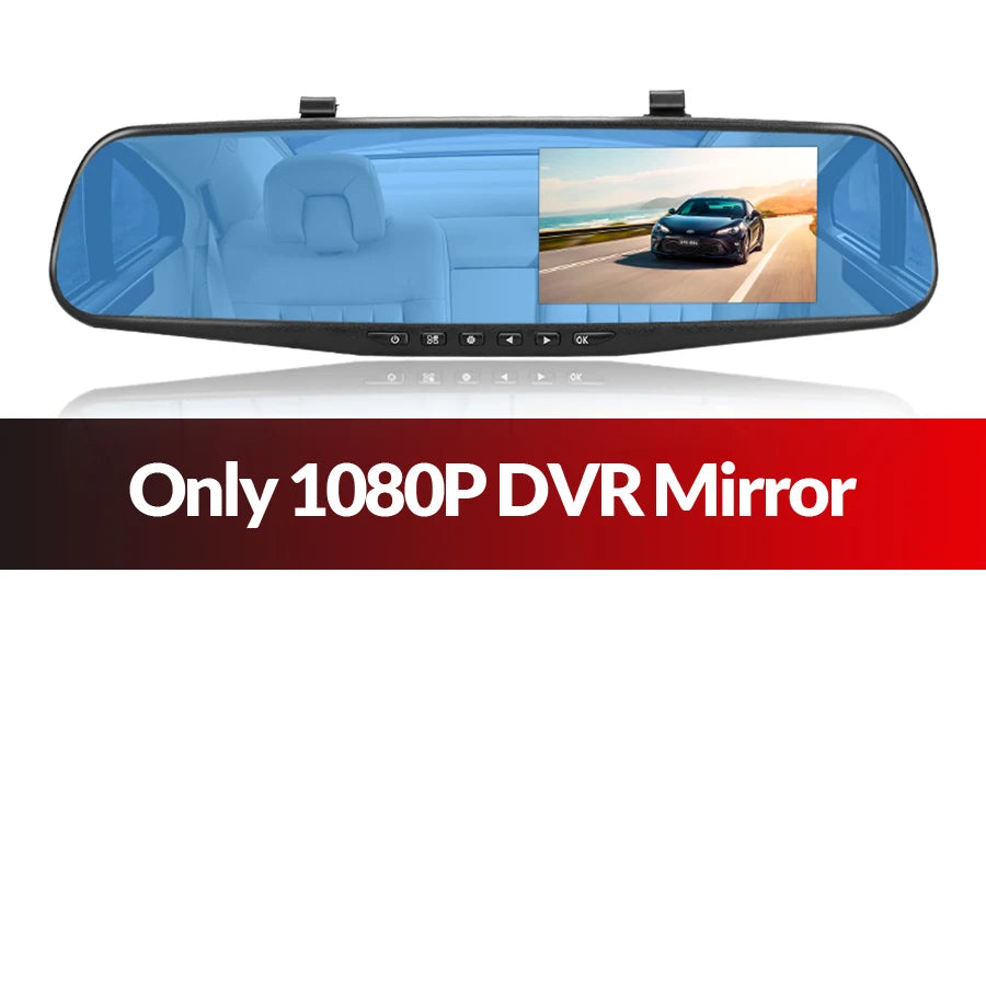 E-ACE 4.3 Inch Dashcam Car Dvr Mirror FHD 1080P Camera Optional Dual Lens DVR Rearview Mirror Dash Camera Car Video Recorder