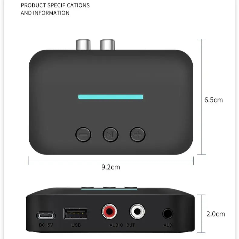 T88 Bluetooth Audio Receiver with AUX and RCA