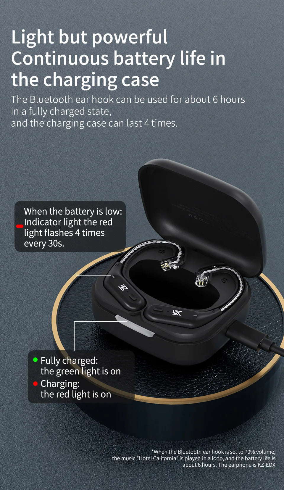 KZ AZ09 Wireless Upgrade Cable Bluetooth-compatible 5.2 HIFI Wireless Ear Hook C PIN Connector With Charging Case