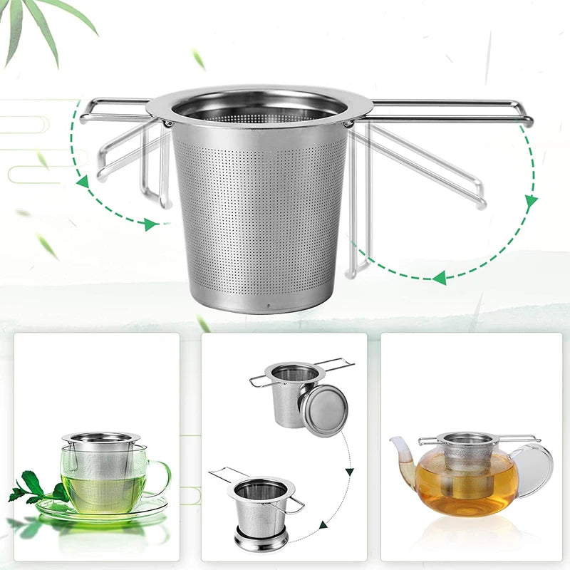 Rustfrit stål te-infuser med låg og sammenfoldelige håndtag