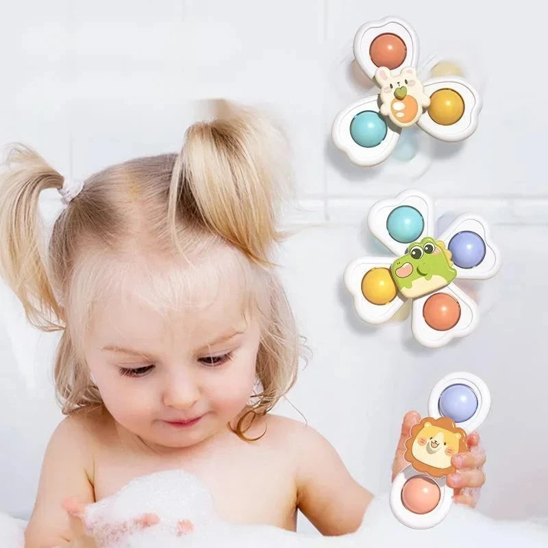 3PCS Suction Cup Spinner Toy for Bath