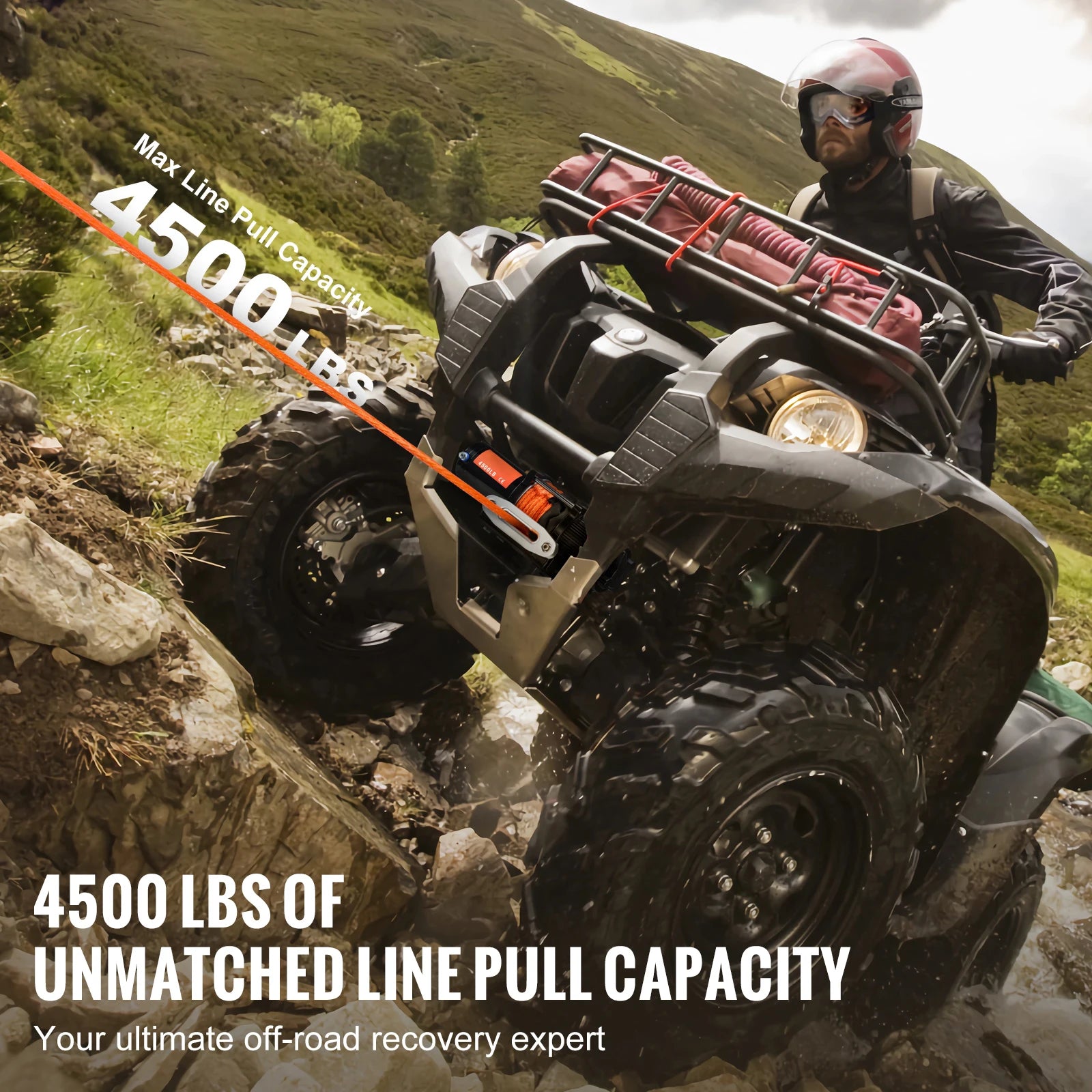 4500 lb 12V ATV/UTV Electric Winch with Wireless Remote & Rope