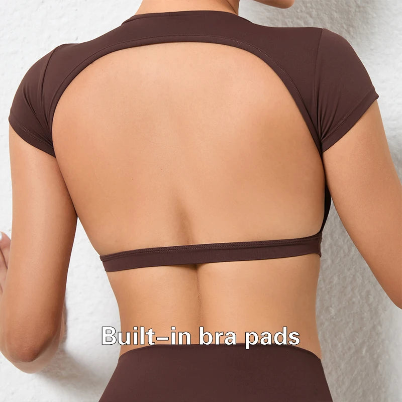 Top crop fără spate, elastic, pentru antrenament