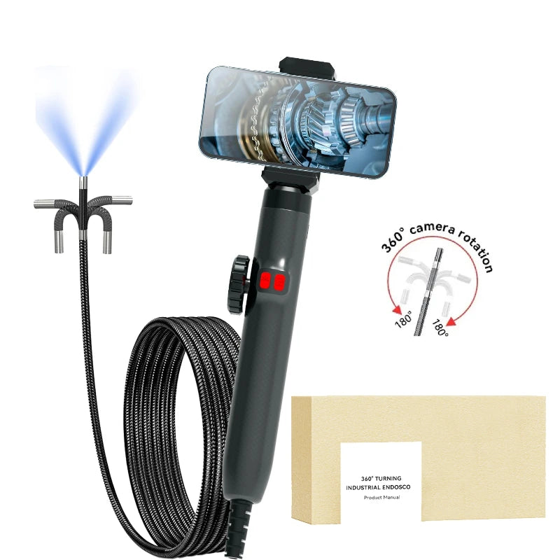 Câmera Endoscópio de Borescópio Articulado 360° com Luz