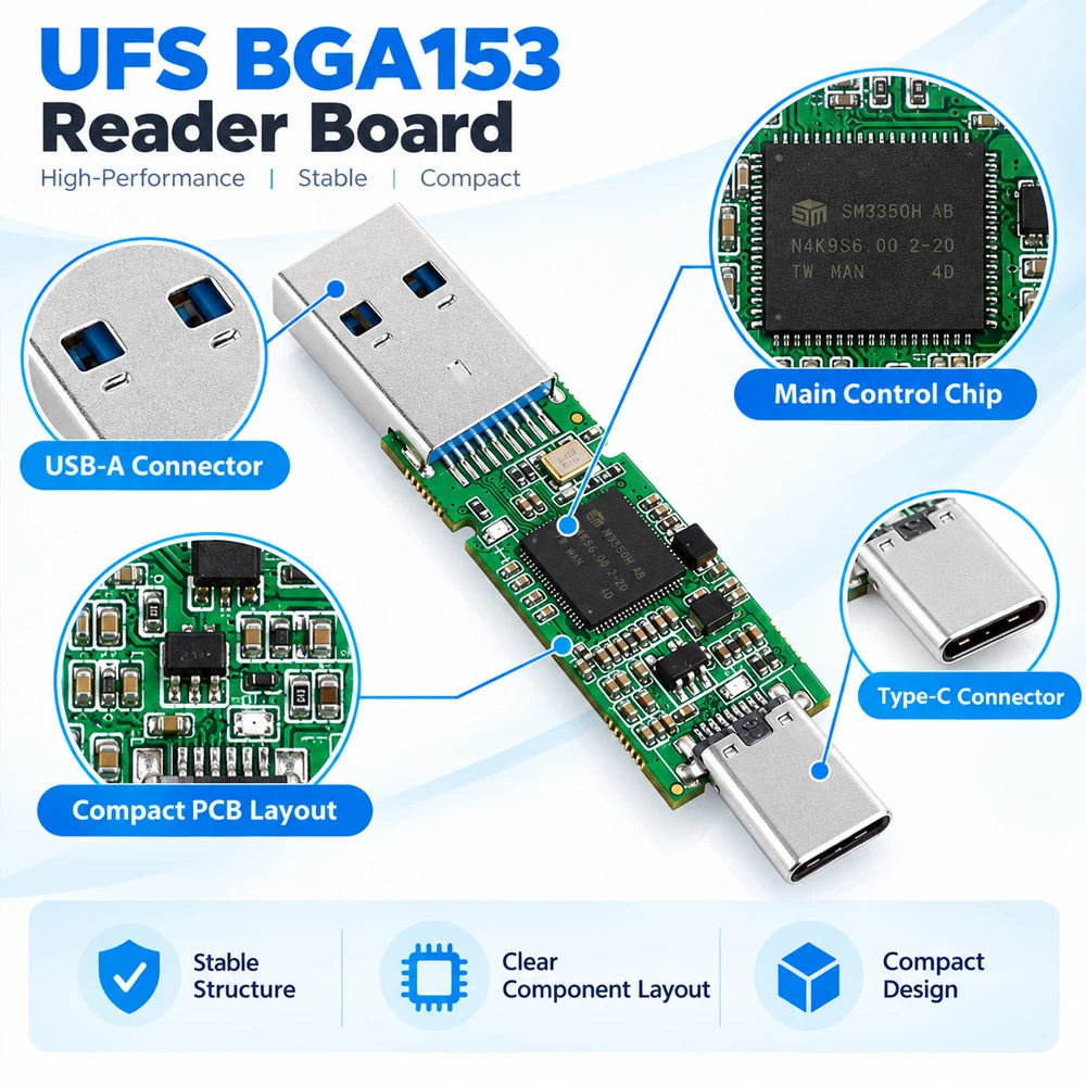 UFS BGA153 USB Reader Board - Case Options