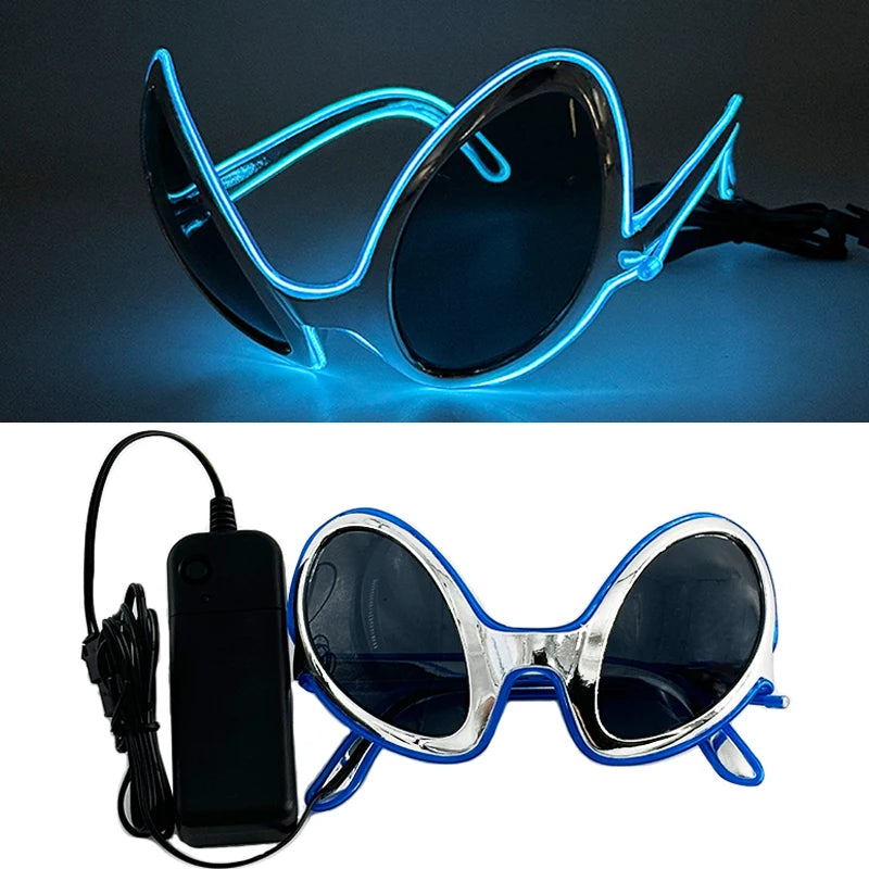 LED Luminous Futurist Cyberpunk Glasses LED Light Up Glasses cool cyberpunk glasses for man women cospaly supplies