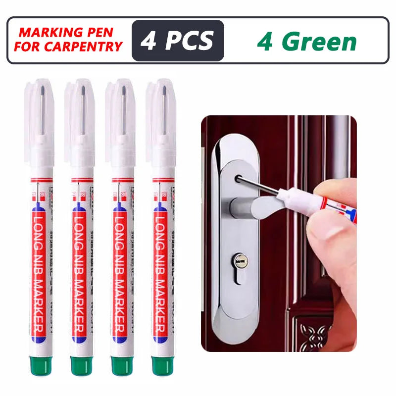8Pcs/Set 20mm Deep Hole Long Nib Head Markers For Metal Perforating Pen Waterproof Bathroom Woodworking Decoration Multi-Purpose