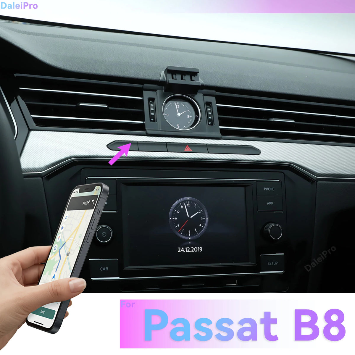 LHD RHD for VW Passat B8 2017 2018 2019 2020 2021 2022 2023 Car Phone Holder, Vehicle-Specific Replaceable Dashboard Phone Base