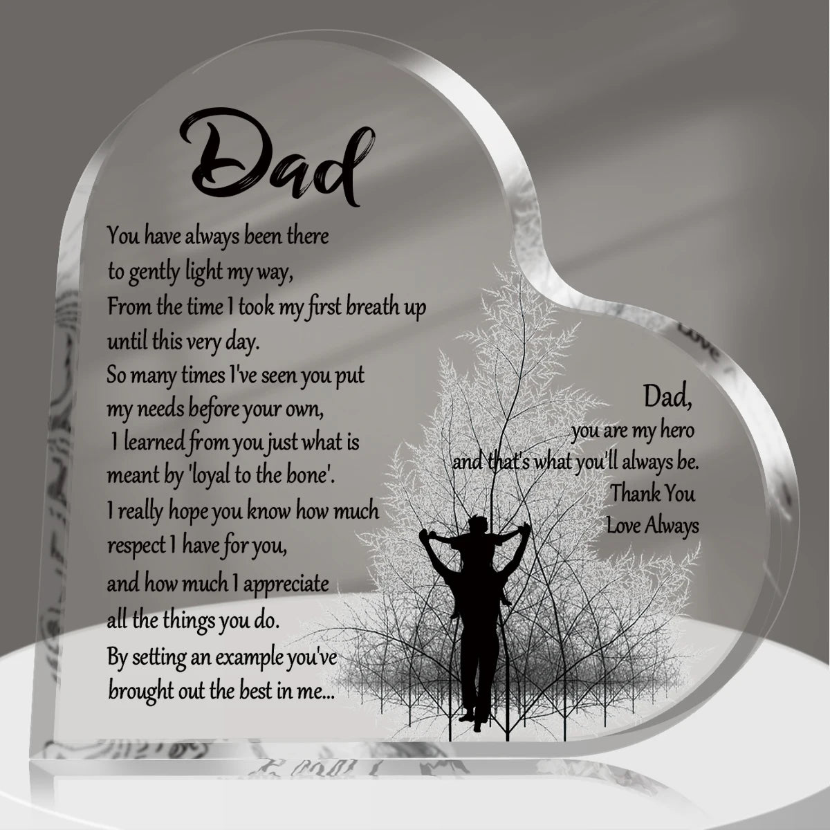 1-3PCS Heart Shape Acrylic Plaque za tatu rođendan Dan očeva zahvalna izreka blagoslovljena želja memorijalni suvenir poklon Hvala ti tata