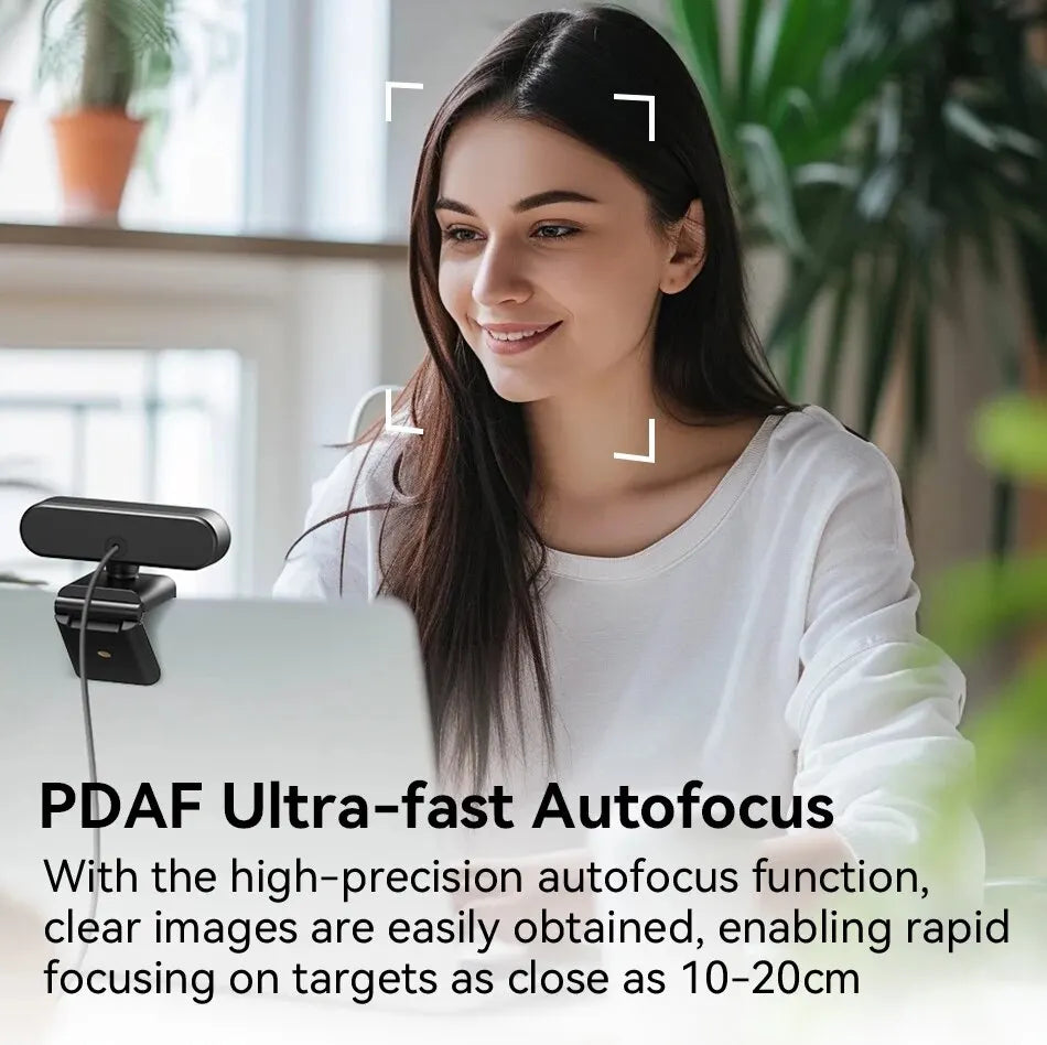 4K USB Webcam with Autofocus, Dual Microphones & Privacy Cover