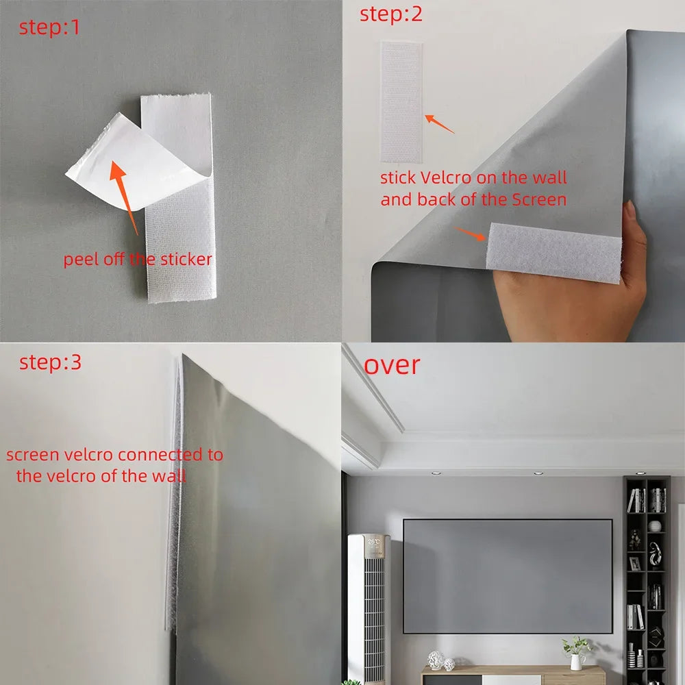 LEJIADA New 16:9 Anti-Light Easy Installation Free Projector Screen Metal Grey Portable ±30° Wide Viewing Angle Home 60-133 Inch