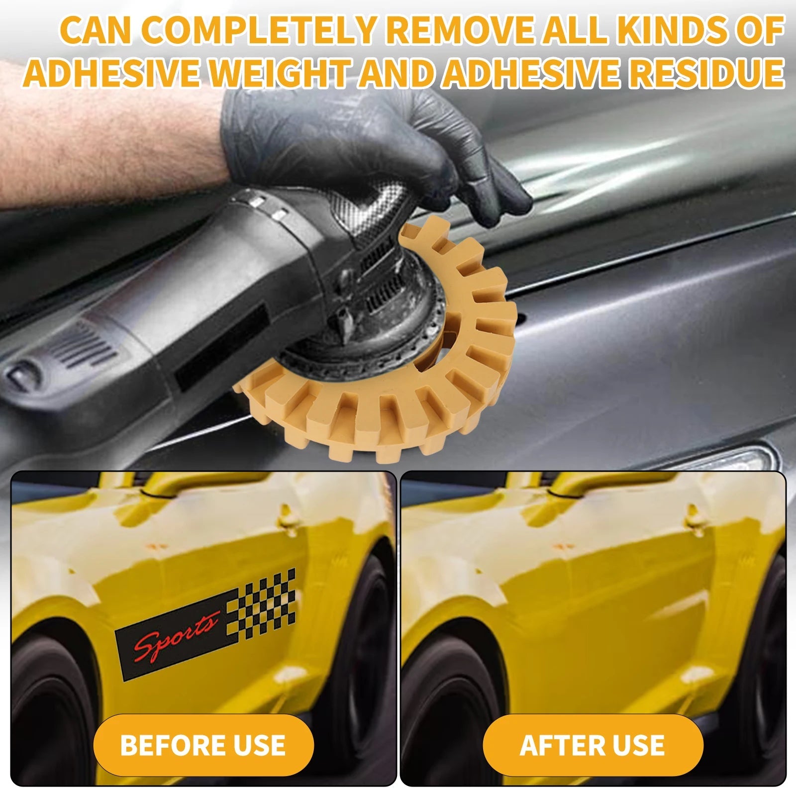 SIFANG Car Eraser Wheel Adhesive Remover Rubber Wheel, Smooth Power Drill Adapter, Paint Repair Rubber Vinyl Decals Removal Tool
