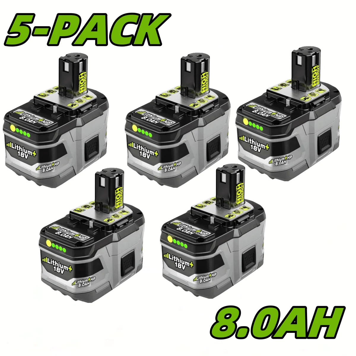 8.0Ah 18V Li-Ion Battery Replacement with Indicator