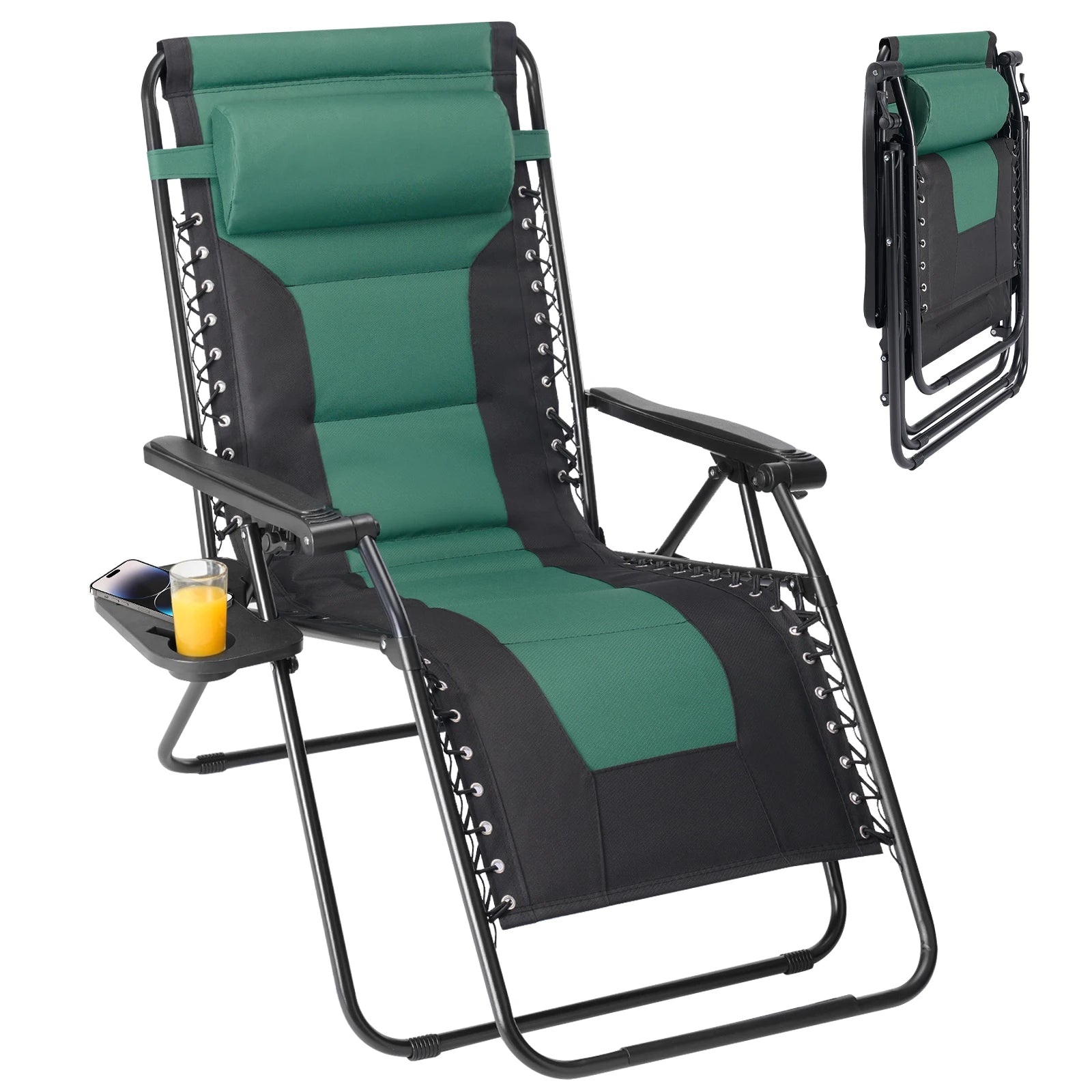 Oversized Zero Gravity Reclining Chair with Cushion & Cup Holder