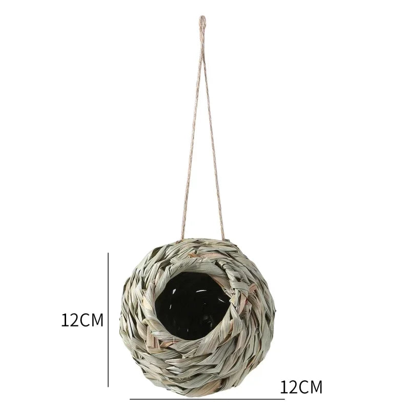 Handwoven Grass Bird Shelter, Approx. 12cm