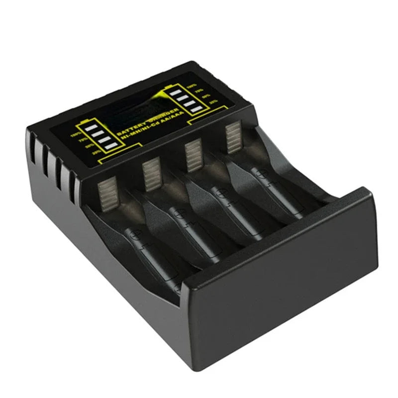 Battery Charger 4 Slot Intelligent Fast Charge With Indicator For 1.2V NiMH NiCd AAA/AA Rechargeable Battery USB C Micro Charger