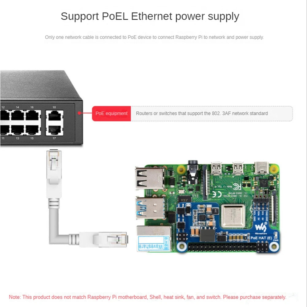 HAT PoE IEEE 802.3af E per Raspberry Pi 3B+/4B