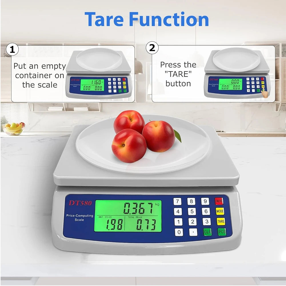Digital Price Computing Scale 30kg 1g LCD Stainless Steel Platform