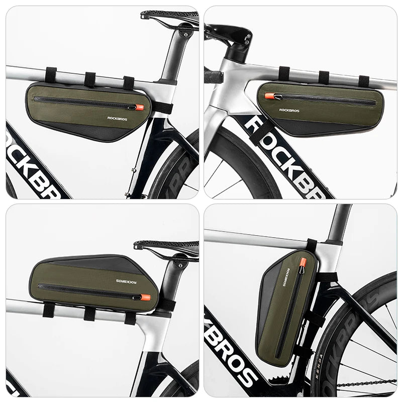 Bike Frame Tube Bag 1.7L with Reflective Design and Easy Mount