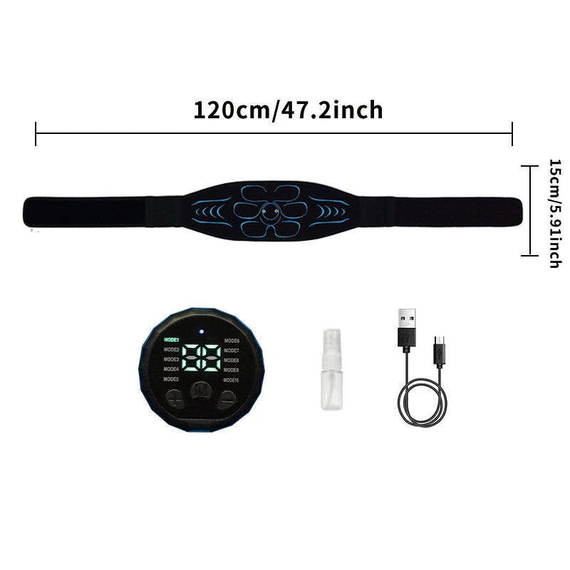 EMS Muscle Stimulator Abdominal Toning Belt Smart Muscle Toner Recharge Body Shaping Massage Belt Weight Loss Fitness Equipment