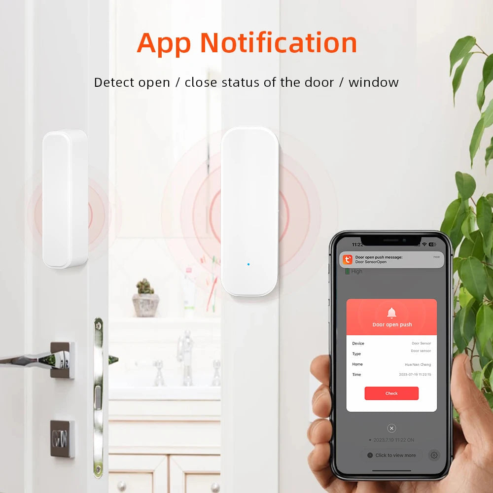 Tuya WiFi or Zigbee Window Door Sensor Smart Home Security Alarm System Voice Control Via Alexa Google Home Smart