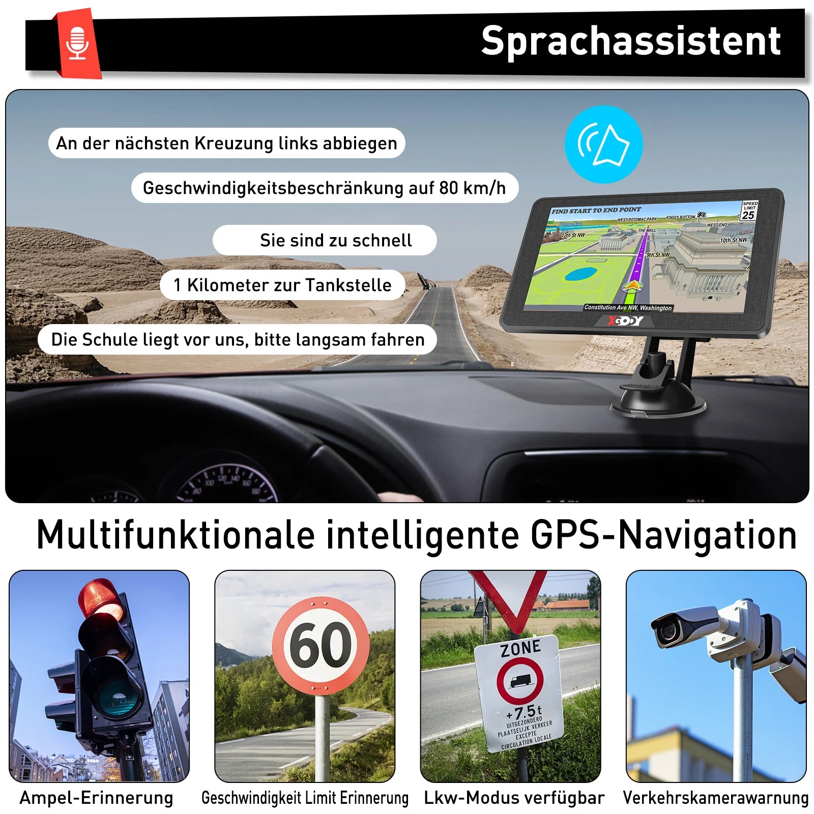 7-Inch GPS Navigation for Cars, Trucks and Buses with Europe Maps