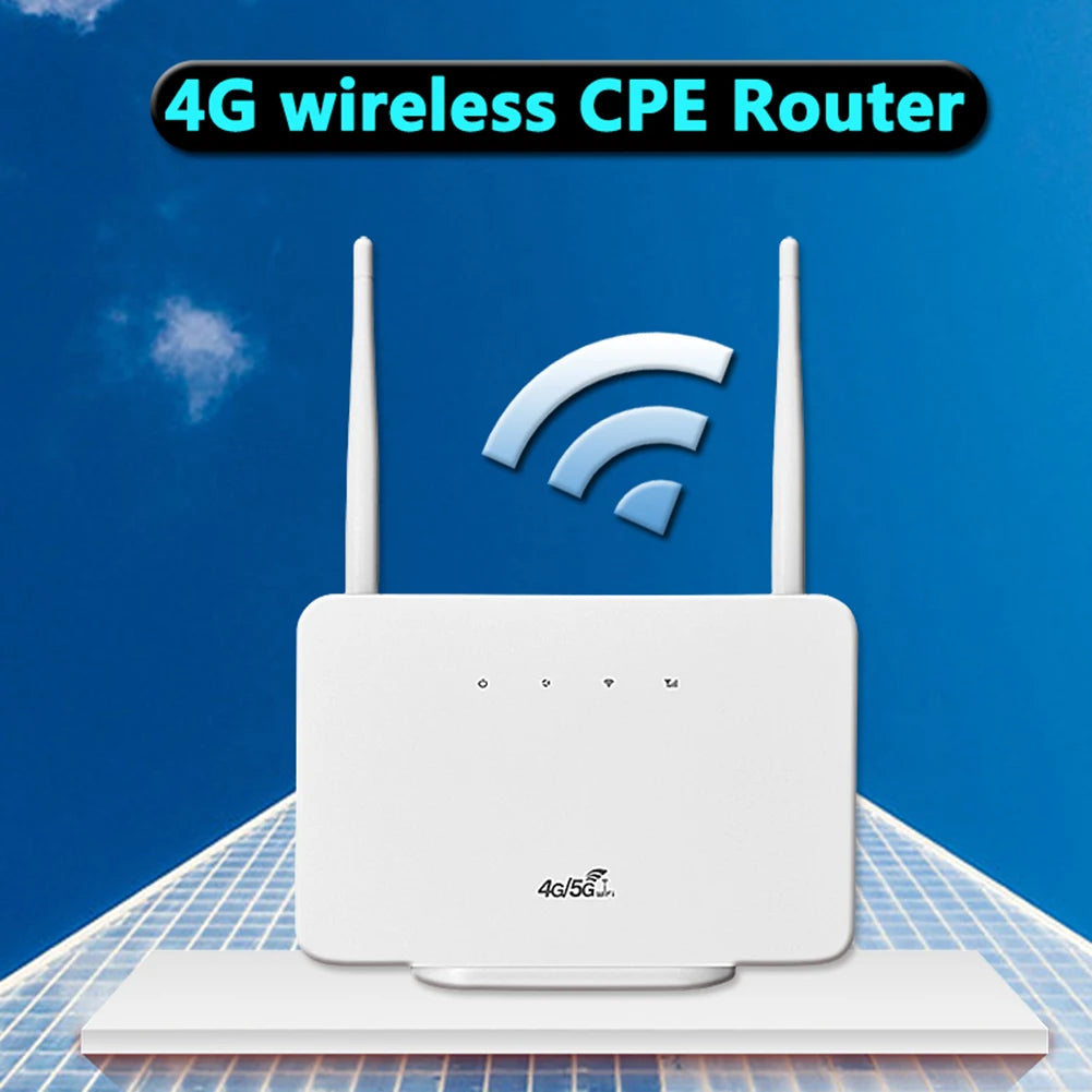 4G Wireless Router 300Mbps 4G Router Wireless Modem External Antenna with Sim Card Slot EU Plug for Home Travel Work