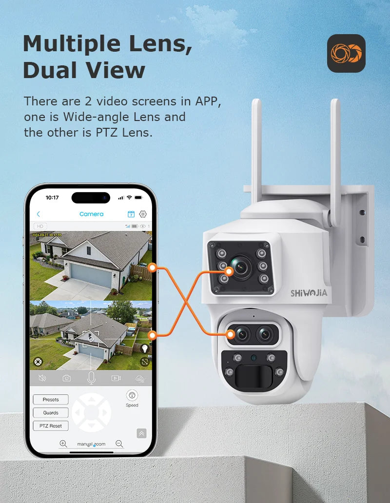 15X Zoom Solar 4G PTZ Security Camera 12MP Three-Lens 360 View