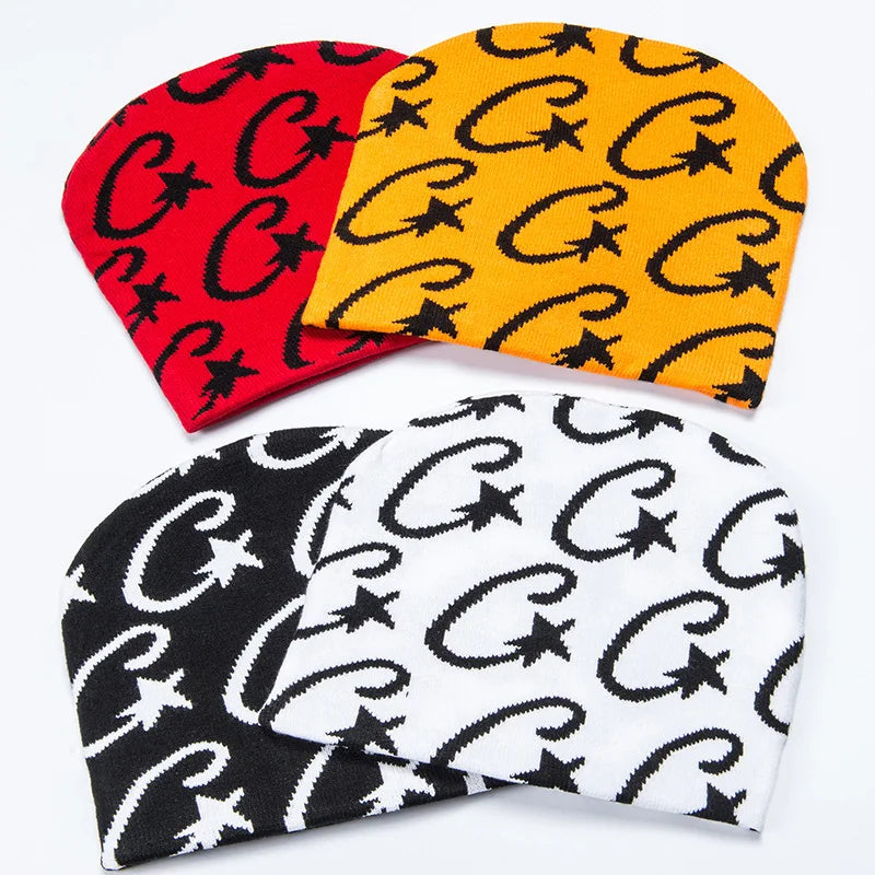 Fashionable Hip-Hop hat for women, Jacquard knitted hat with winter star pattern, warm hat for outdoors, suitable for Christmas