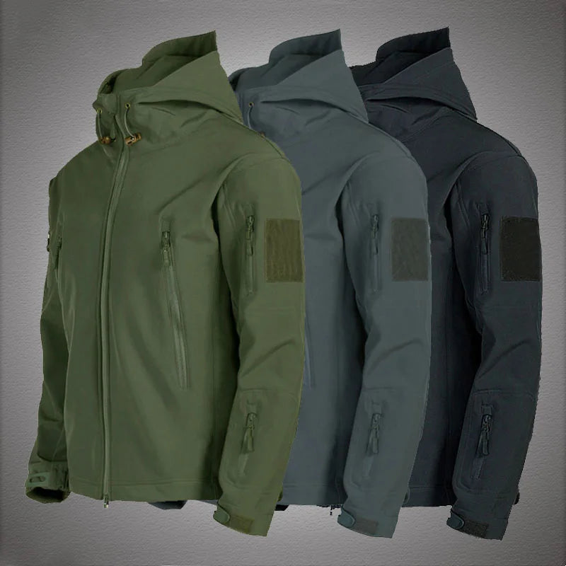 Men’s Tactical Waterproof Soft Shell Jacket with Hood – Windproof