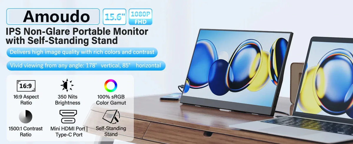 15.6 Inch Portable Monitor 1080P IPS with Speakers