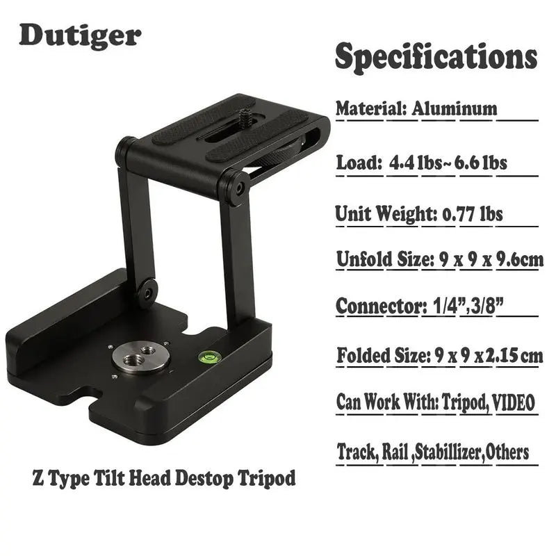 Folding Z-Type Camera Tilt Head, Material Options
