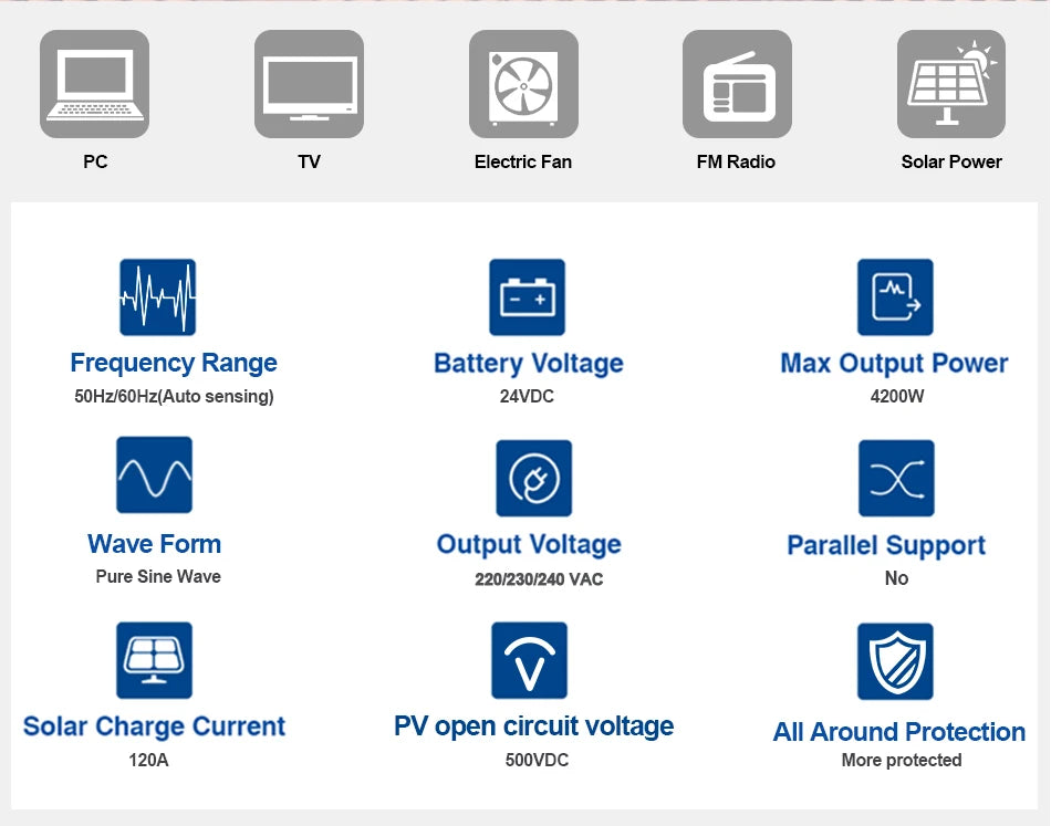 EASUN POWER Hybrid Solar Inverter 6.2KW 4.2KW 3.2KW 2.2KW Pure Sine Wave MPPT 12V 24V 48V 220v Solar Charger Power Home Inversor