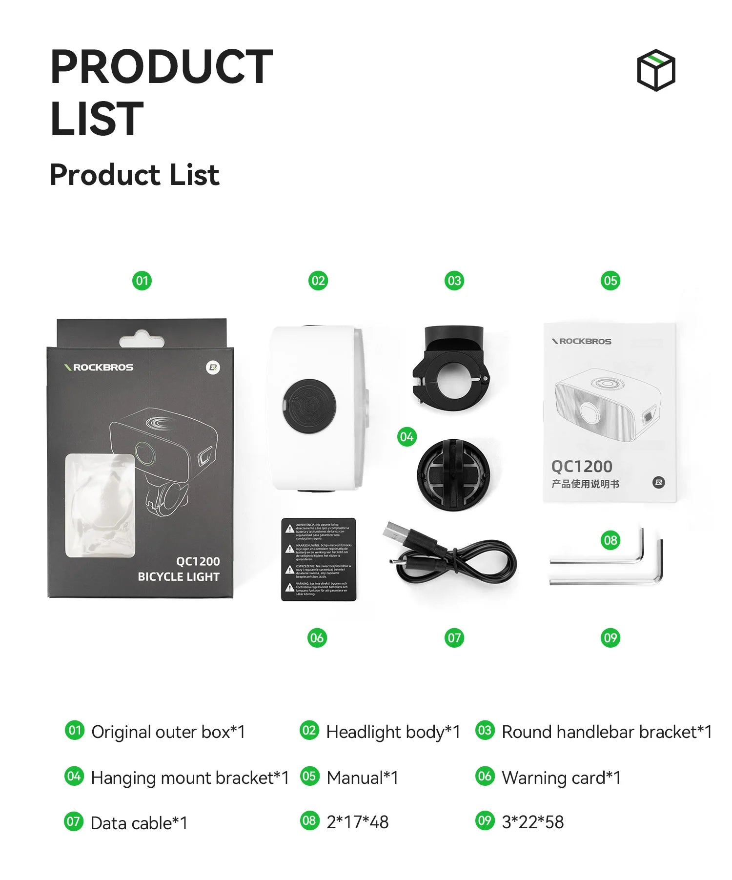 Luz Delantera para Bicicleta de 1200LM Recargable por USB, Impermeable IPX6