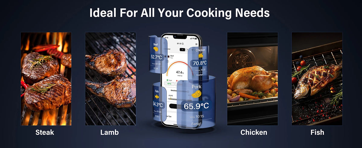 Wireless Digital Meat Thermometer with WiFi and Bluetooth