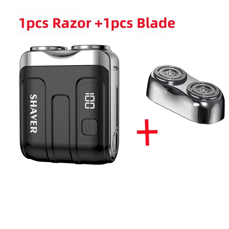 Mini Electric Shaver with Dual Blades & Digital Display